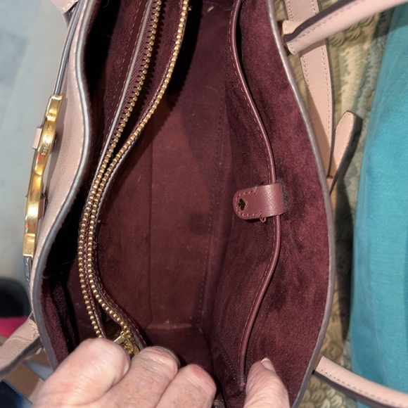 Kate Spade Satchel Crossbody bag pebble leather dusty Rose ♠️ gold tone decor - Picture 12 of 17
